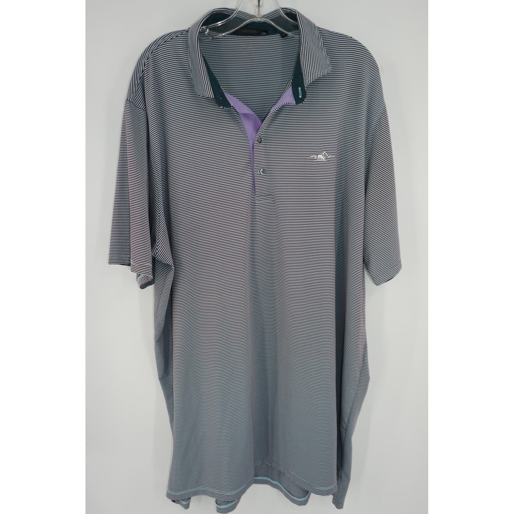 Greyson Polo Shirt Multicolor Striped Jersey Embroidered Golf Logo Men's 2XL